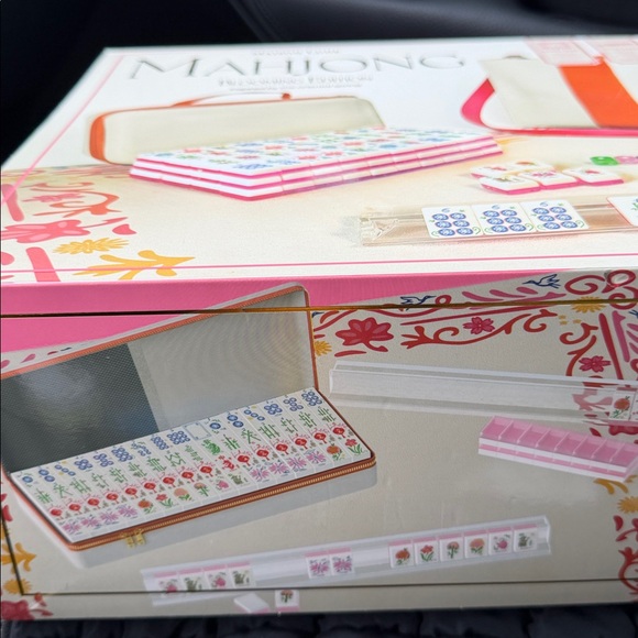 NWT Mahjong Mah Jongg Set Blooming Edition Floral Bag Mat Case Bag Racks Pink - Picture 7 of 16